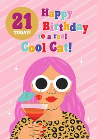 Tap to view Cool Cat 21st Birthday Card