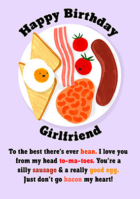 Girlfriend Fry Up Birthday Card