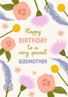 Godmother Soft Floral Birthday Card