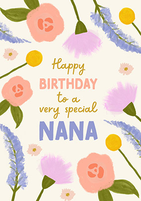 Nana Soft Floral Birthday Card