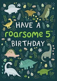 Tap to view Roarsome 5th Birthday Dinosaur Card