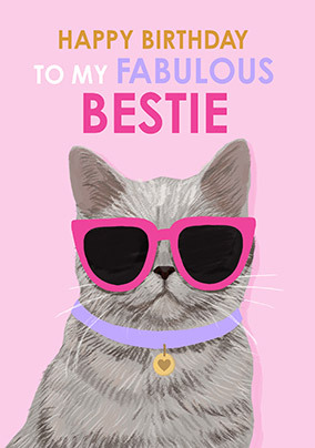 Bestie Cat Birthday Card