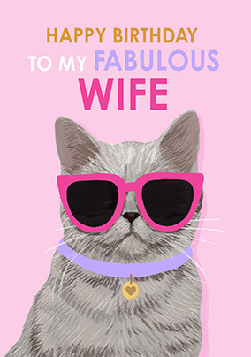 Wife Cat Birthday Card