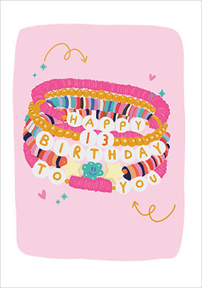 Beaded Bracelets 13th Birthday Card