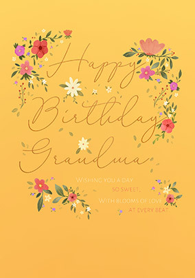 Happy Birthday Grandma Simple Floral Card