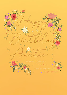 Happy Birthday Auntie Simple Floral Card