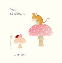 Tap to view Watercolour Toadstool Mouse Birthday Card