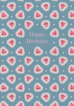 Cath Kidston Floral Hearts Birthday Card