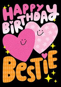Tap to view Happy Birthday Bestie Illustrated Hearts Card