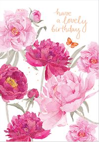 Tap to view Painted Pink Florals Birthday Card