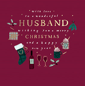 Merry Christmas And Happy New Year Husband Square Card