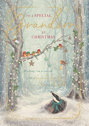 Winter Forest Grandson Christmas Card