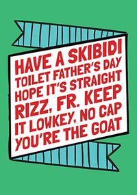 Tap to view Skibidi Rizz Lowkey No Cap Father's Day Card