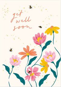 Tap to view Flowers and Bees Get Well Soon Card