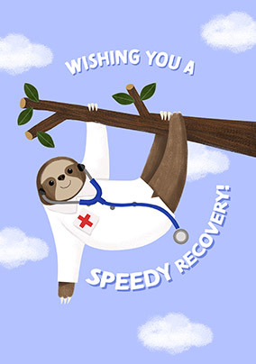 Speedy Recovery Sloth Personalised Get Well Soon Card