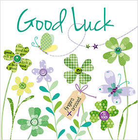 Four Leaf Clovers Square Good Luck Card