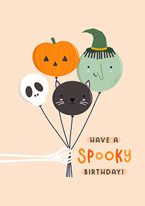 Spooky Balloons Halloween Birthday Card