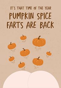 Tap to view Pumpkin Spice Farts Halloween Card