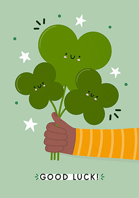 Four Leaf Clovers Good Luck Card