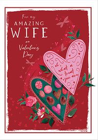 Tap to view Amazing Wife Heart Chocolates Valentine's Day Card