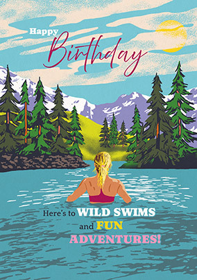 Wild Swimming Birthday Card