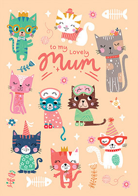 To my Lovely Mum Cute Cats Mother's Day Card