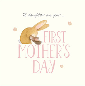 Daughter on your First Mother's Day Watercolour Bunnies Card