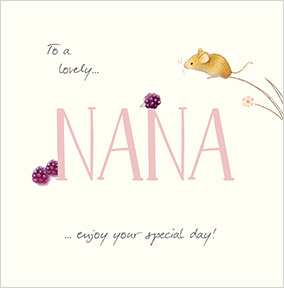 Lovely Nana Mother's Day Watercolour Mouse Card