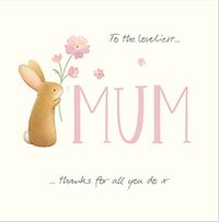 Tap to view Loveliest Mum Watercolour Bunny Mother's Day Card