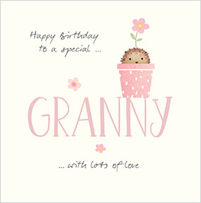 Cute Hedgehog Happy Birthday Card for Granny