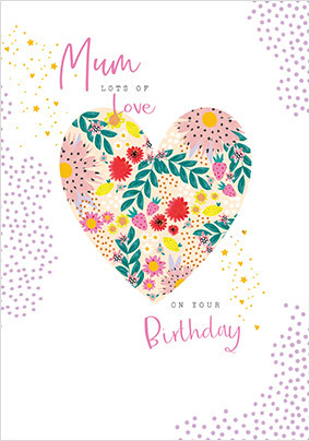 Summer Print Heart Mum Birthday Card