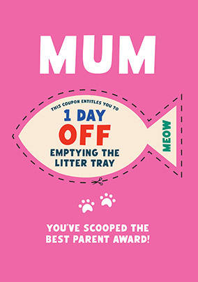 Cat Mum Day Off Token Mother's Day Card