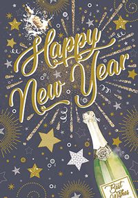 Tap to view Champagne Bottle Happy New Year Card