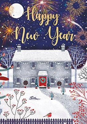 Winter Scene Happy New Year Card