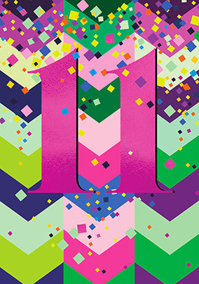 11th Birthday Pink Chevrons Card