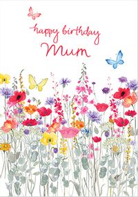 Tap to view Happy Birthday Mum Spring Flower Field Card