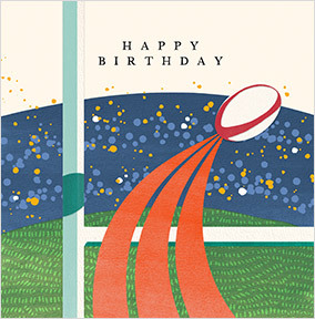 Rugby Pitch Square Birthday Card