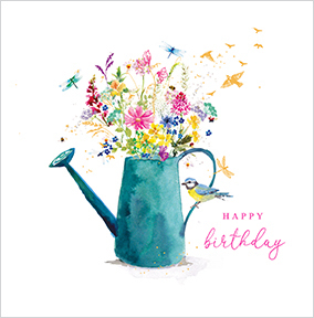 Floral Watering Can Birthday Card