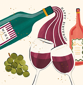 Fine Wine Illustrated Birthday Card