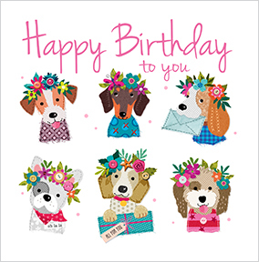 Cute Dogs Happy Birthday to you Card