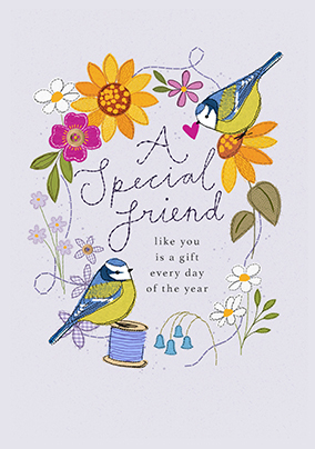 Embroidered Look Special Friend Birthday Card