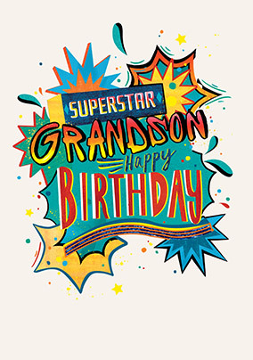 Superstar Grandson Birthday Card