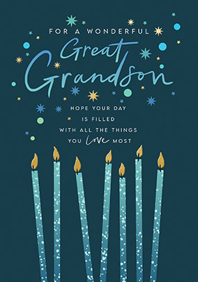 Wonderful Great Grandson Candles Card