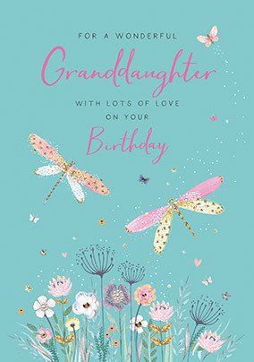 Wonderful Granddaughter Dragonflies Birthday Card