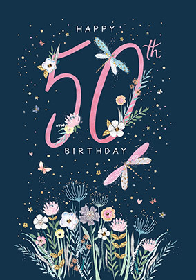 Dragonflies 50th Birthday Card