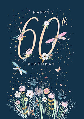 Dragonflies 60th Birthday Card