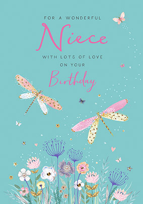 Wonderful Niece Dragonflies Birthday Card