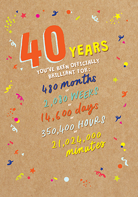 Officially Brilliant for 40 Years Birthday Card