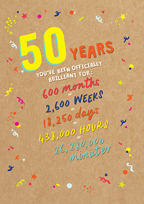 Officially Brilliant for 50 Years Birthday Card