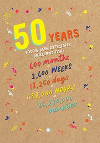 Tap to view Officially Brilliant for 50 Years Birthday Card